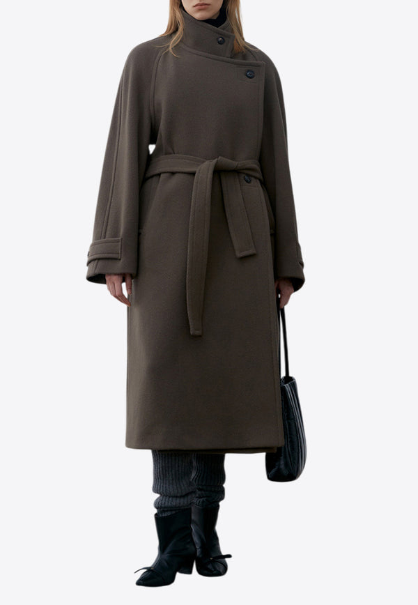 LOW CLASSIC Wool Long Wrap Coat LW244CT10_KHKHAKI