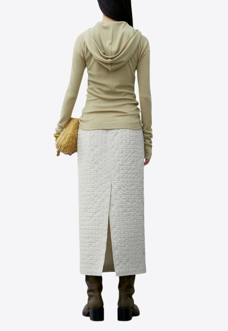 LOW CLASSIC Grid Wrinkle Midi Skirt LW244SK08_CRCREAM