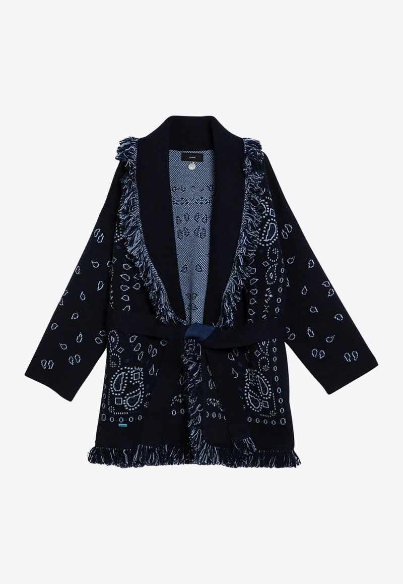 Alanui Paisley Jacquard Belted Cardigan Blue LWHB064E24KNI002/P_ALANU-4634