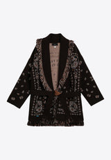 Alanui Paisley Jacquard Belted Cardigan Brown LWHB064E24KNI002/P_ALANU-6E61