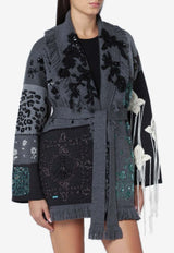 Alanui Midnight in Manhattan Embroidered Cardigan Gray LWHB064E25KNI007/R_ALANU-0784