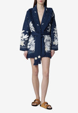 Alanui Postcard from Paradise Wool Cardigan  Blue LWHB064R26KNI006/S_ALANU-4696