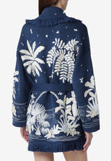 Alanui Postcard from Paradise Wool Cardigan  Blue LWHB064R26KNI006/S_ALANU-4696