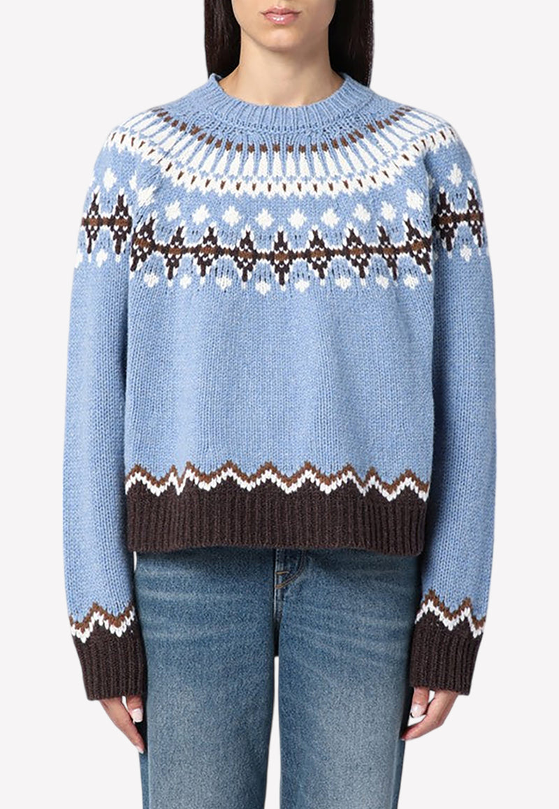 Alanui Sweet Winter Patterned Sweater Light Blue LWHE061E24KNI001/P_ALANU-4284