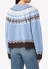 Alanui Sweet Winter Patterned Sweater Light Blue LWHE061E24KNI001/P_ALANU-4284