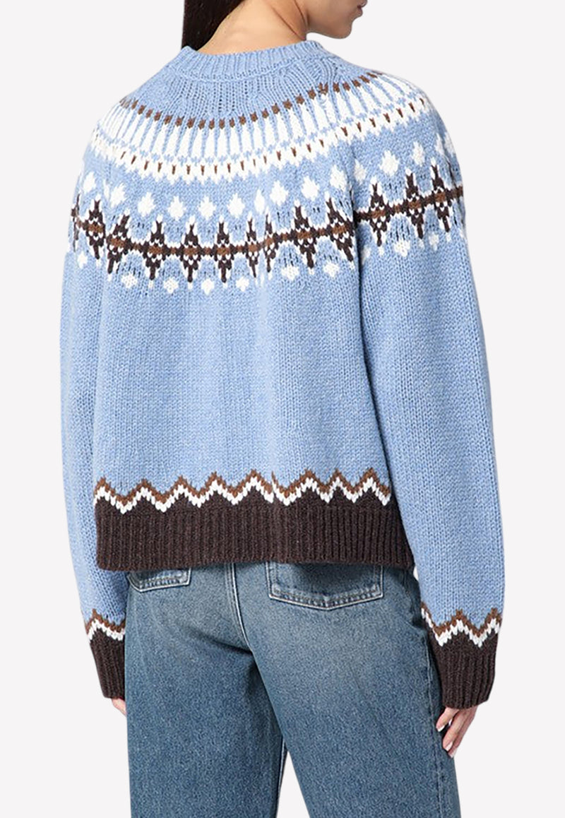 Alanui Sweet Winter Patterned Sweater Light Blue LWHE061E24KNI001/P_ALANU-4284