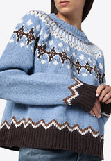 Alanui Sweet Winter Patterned Sweater Light Blue LWHE061E24KNI001/P_ALANU-4284