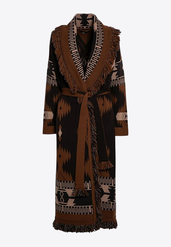 Alanui Iconic Jacquard Fringed Cardigan Brown LWHQ003E24KNI002/P_ALANU-6E61