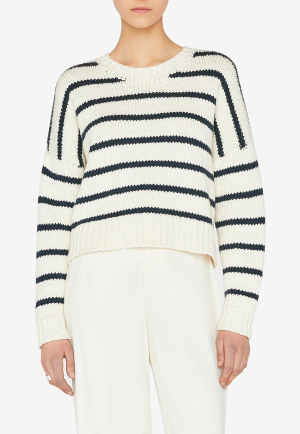 Frame Denim Knitted Stripe Oversized Sweater White LWSW1816WHITE MULTI