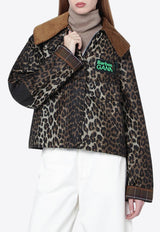 Barbour X GANNI Leopard Print Zip-Up Jacket Brown LWX1529LWX/S_BARBO-BK11