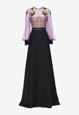 Wool Embroidered Midi Dress