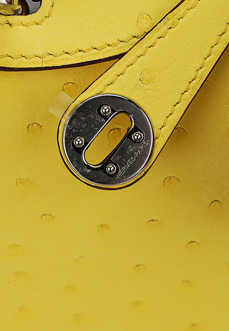 Mini Lindy 20 in Jaune Citron Ostrich Boreal with Gold Hardware