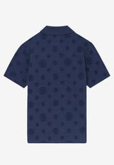Casablanca Monogram Jacquard Polo T-shirt Navy M-SP26-JTP-467-01_NAVY