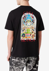 Casablanca Tennis Landscape Printed T‑shirt Black M-SS26-JTS-001-09_BLACK