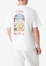 Casablanca Tennis Landscape Printed T‑shirt White M-SS26-JTS-001-15_WHITE MULT