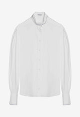 Brunello Cucinelli High-Neck Beaded Shirt White M0091MN726CO/P_CUCIN-C159