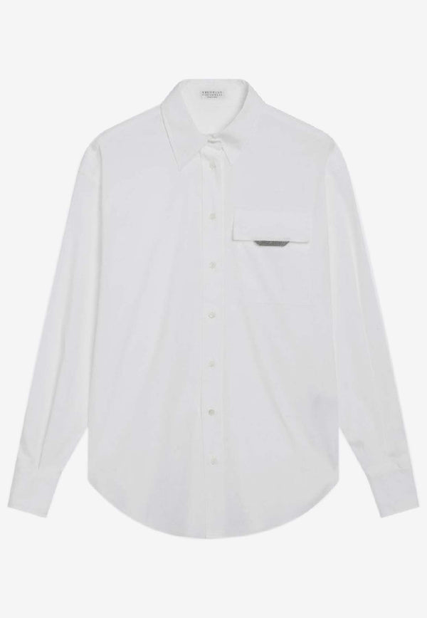 Brunello Cucinelli Monili Embroidered Buttoned Shirt White M0091MY516CO/R_CUCIN-C159