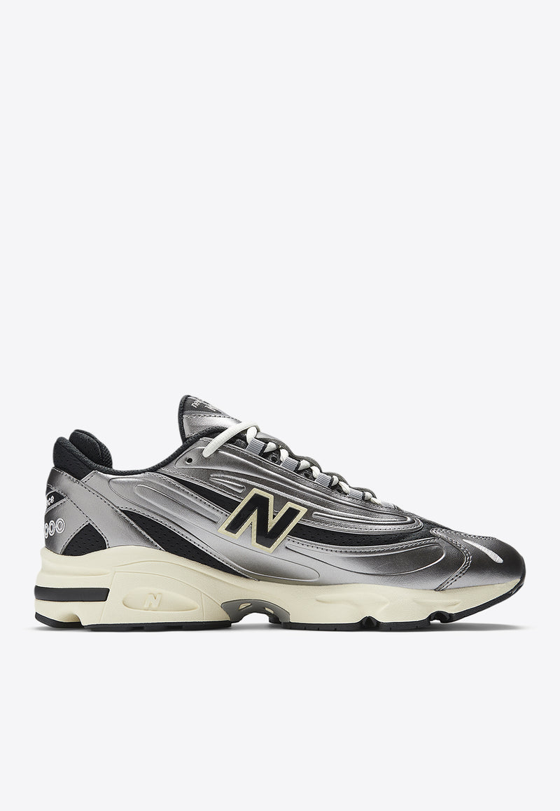 New Balance 1000 Low-Top Sneakers in Silver Metallic with Black and Dawn Glow Silver M1000SL