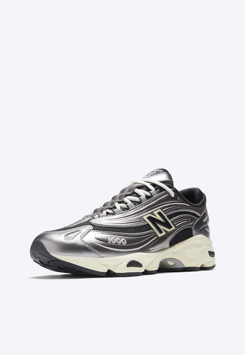 New Balance 1000 Low-Top Sneakers in Silver Metallic with Black and Dawn Glow Silver M1000SL