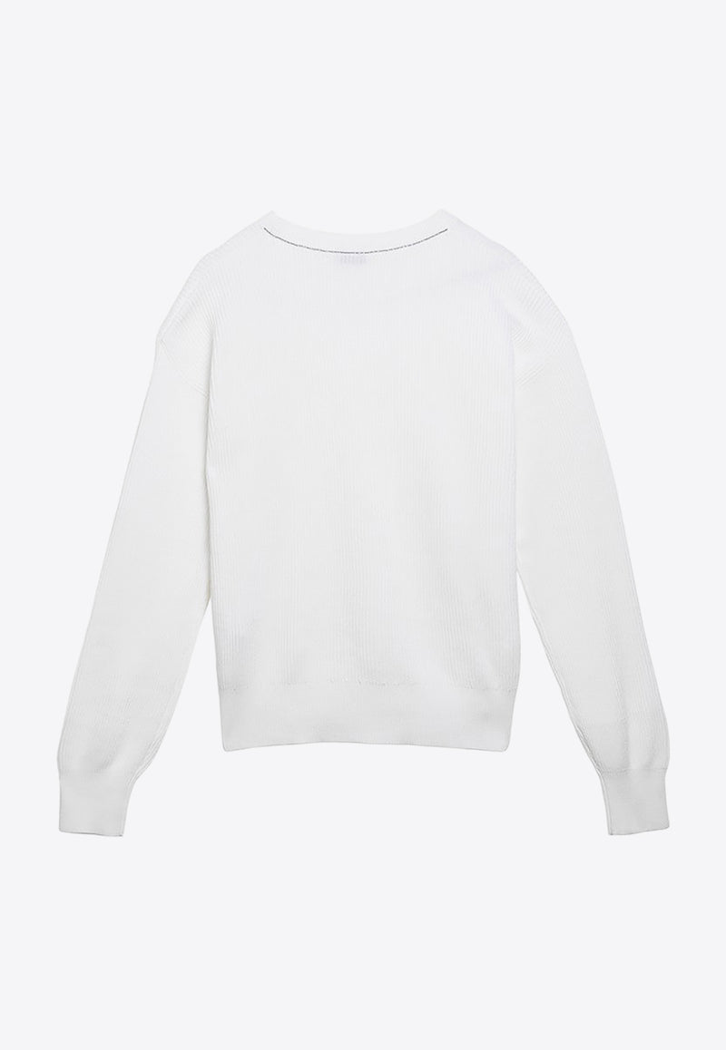 Brunello Cucinelli Rib-Knit Crewneck Sweater White M19194700CO/O_CUCIN-C159