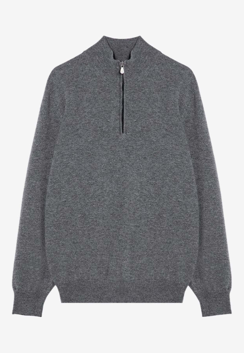 Brunello Cucinelli Half-Zip Cashmere Sweater Gray M2200124WS/P_CUCIN-CG217