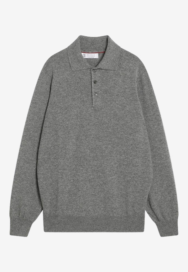 Brunello Cucinelli Cashmere Polo Sweater Gray M2200295WS/R_CUCIN-CF423
