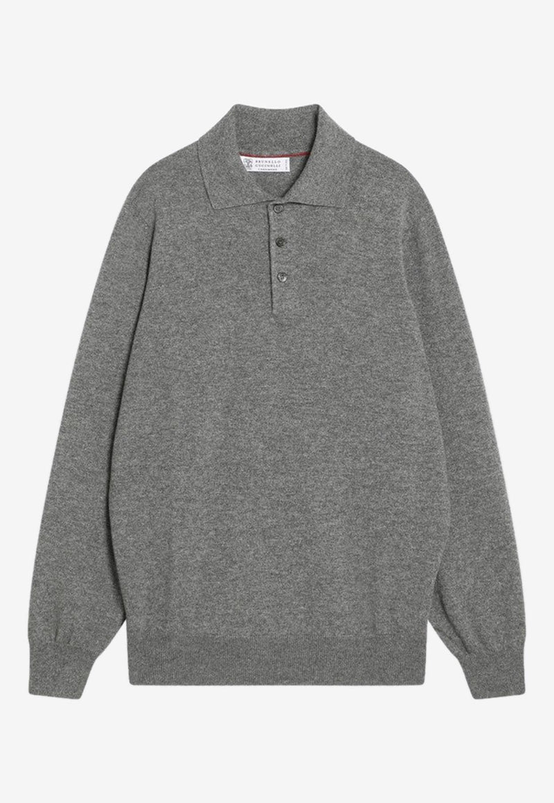 Brunello Cucinelli Cashmere Polo Sweater Gray M2200295WS/R_CUCIN-CF423