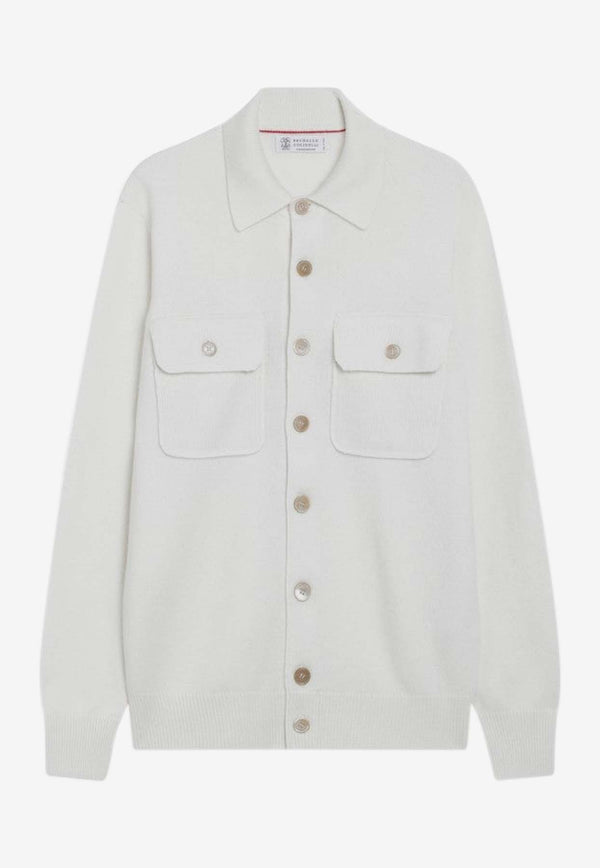 Brunello Cucinelli Cashmere Buttoned Cardigan White M22703806WS/R_CUCIN-CO312
