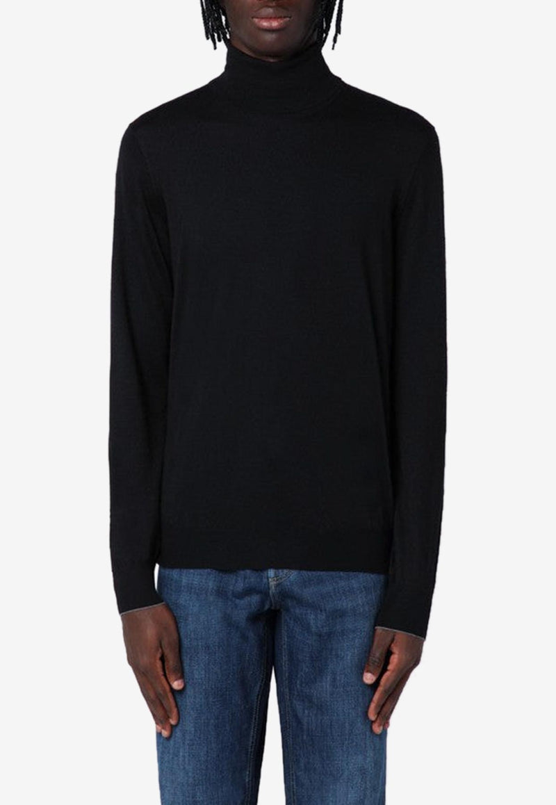 Brunello Cucinelli Cashmere and Silk Turtleneck Sweater Black M2300103WS/P_CUCIN-CH101