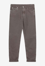 Vintage-Effect Straight-Leg Jeans