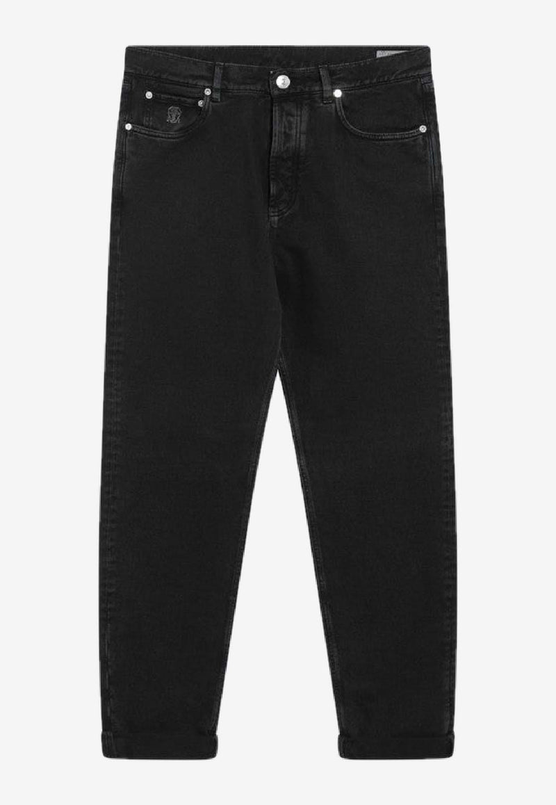 Brunello Cucinelli Logo Patch Straight-Leg Jeans Black M237UO1090DE/R_CUCIN-C101