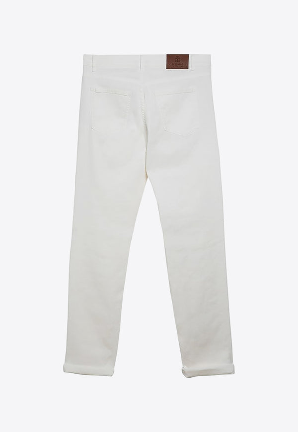 Brunello Cucinelli Logo Patch Straight-Leg Jeans White M277PD3210CO/O_CUCIN-C7210