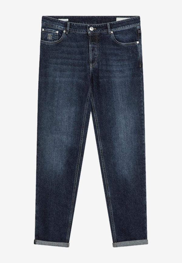 Brunello Cucinelli Logo Patch Faded Slim Jeans Blue M283PD3210DE/R_CUCIN-C1468