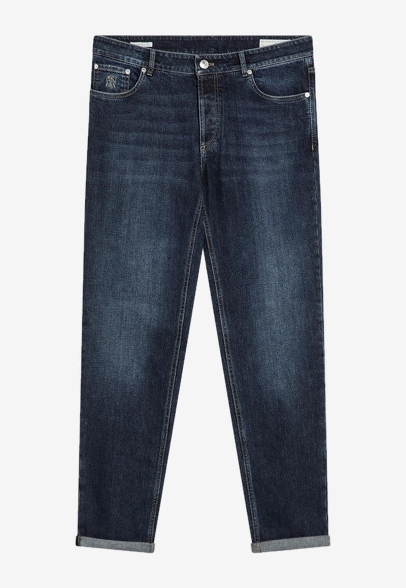 Brunello Cucinelli Logo Patch Faded Slim Jeans Blue M283PD3210DE/R_CUCIN-C1468