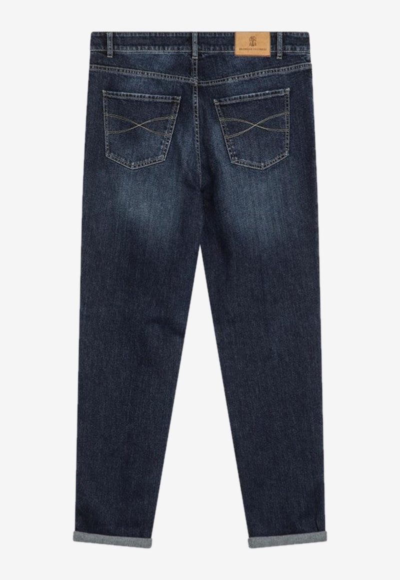 Brunello Cucinelli Logo Patch Faded Slim Jeans Blue M283PD3210DE/R_CUCIN-C1468