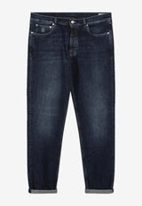 Washed Straight-Leg Jeans