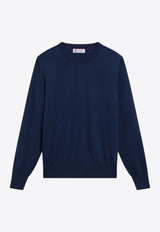 Brunello Cucinelli Ribbed Crewneck Sweater Blue M2900100CO/S_CUCIN-COZ76