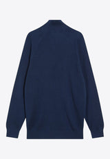 Brunello Cucinelli Half-Zip Ribbed Sweater Blue M29400104CO/R_CUCIN-CQC24