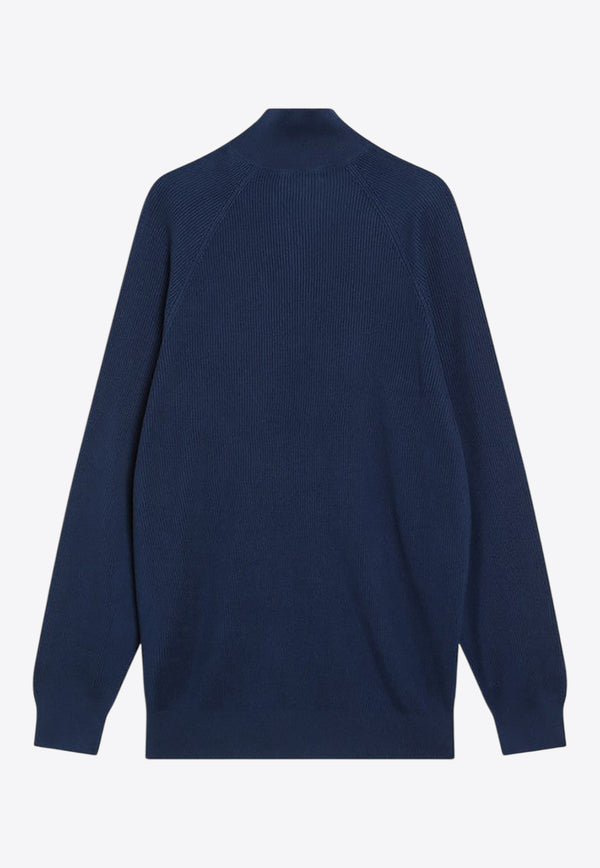 Brunello Cucinelli Half-Zip Ribbed Sweater Blue M29400104CO/R_CUCIN-CQC24