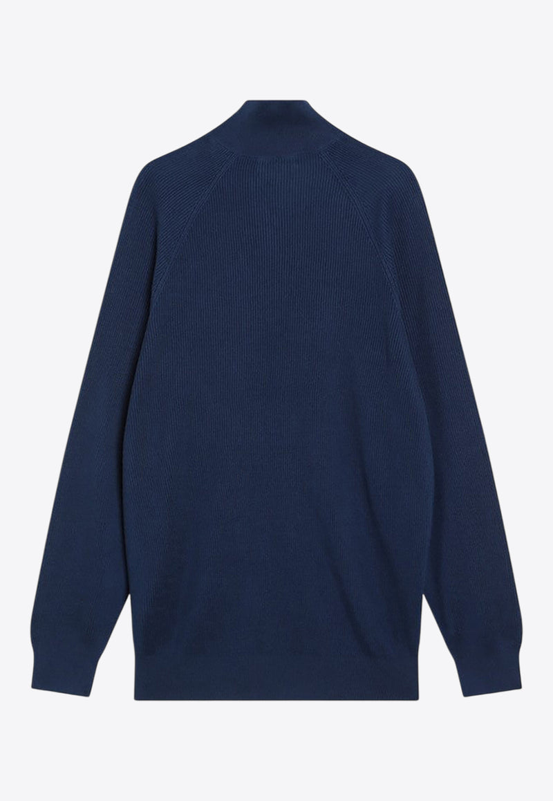 Brunello Cucinelli Half-Zip Ribbed Sweater Blue M29400104CO/R_CUCIN-CQC24