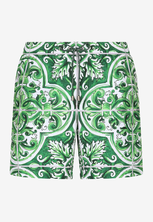 Dolce & Gabbana Majolica Print Swim Shorts M4A13T FIM4R H75DQ Green