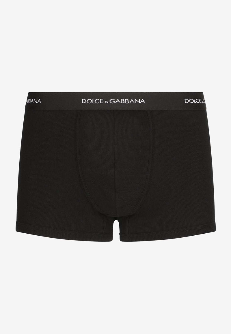 Dolce & Gabbana Logo Waistband Fine-Rib Boxers Black M4C13J ONN96 N0000