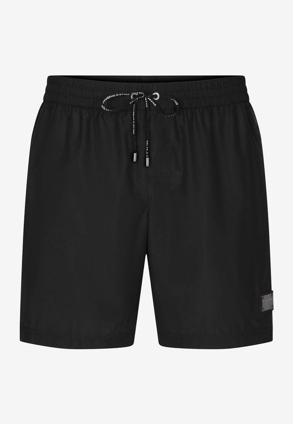 Dolce & Gabbana Logo Plaque Swim Shorts Black M4E45T ONO06 N0000