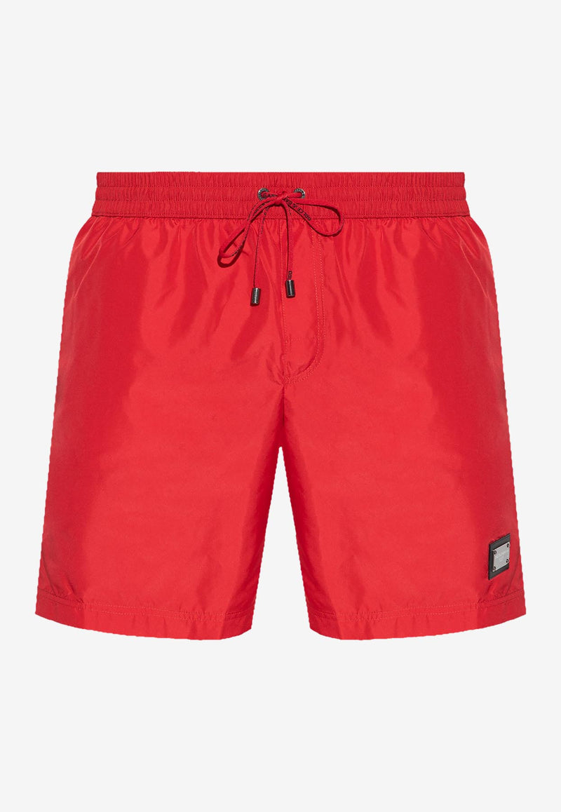 Dolce & Gabbana Logo Tag Swim Shorts M4E45T ONO06 R0026 Red