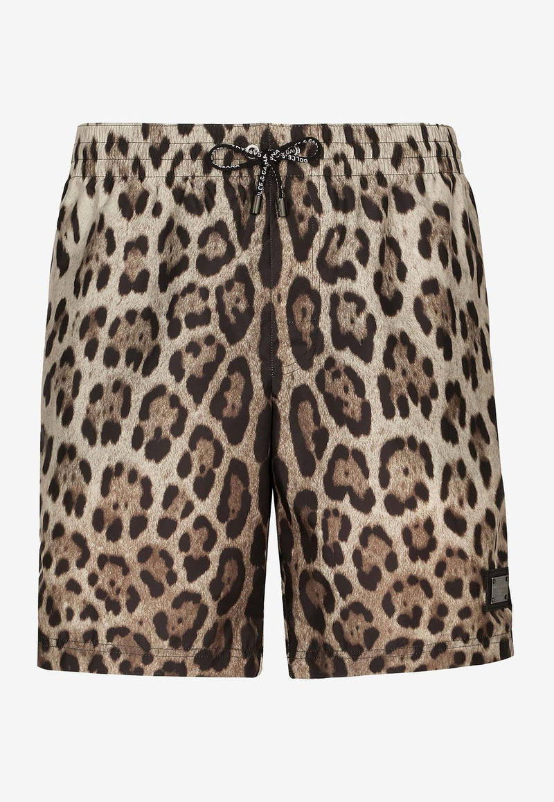Dolce & Gabbana Leopard Print Swim Shorts Brown M4E47T ONO07 HY13M