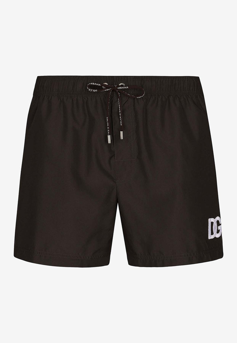 Dolce & Gabbana DG Logo Patch Swim Shorts Brown M4F29T FUSFW M3927