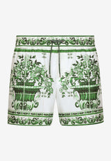 Dolce & Gabbana Majolica Print Swim Shorts M4F34T FIM4Q HV3TN Green