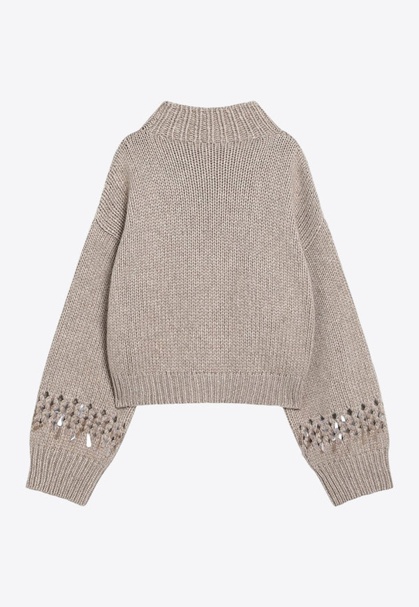 Brunello Cucinelli Openwork Sequined Sweater Beige M52367304WS/R_CUCIN-C077