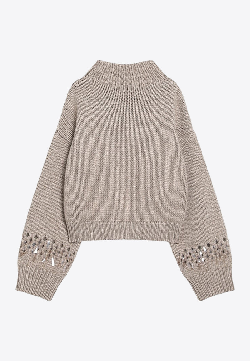 Brunello Cucinelli Openwork Sequined Sweater Beige M52367304WS/R_CUCIN-C077