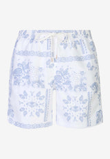 Eleventy Paisley Print Swim Shorts White